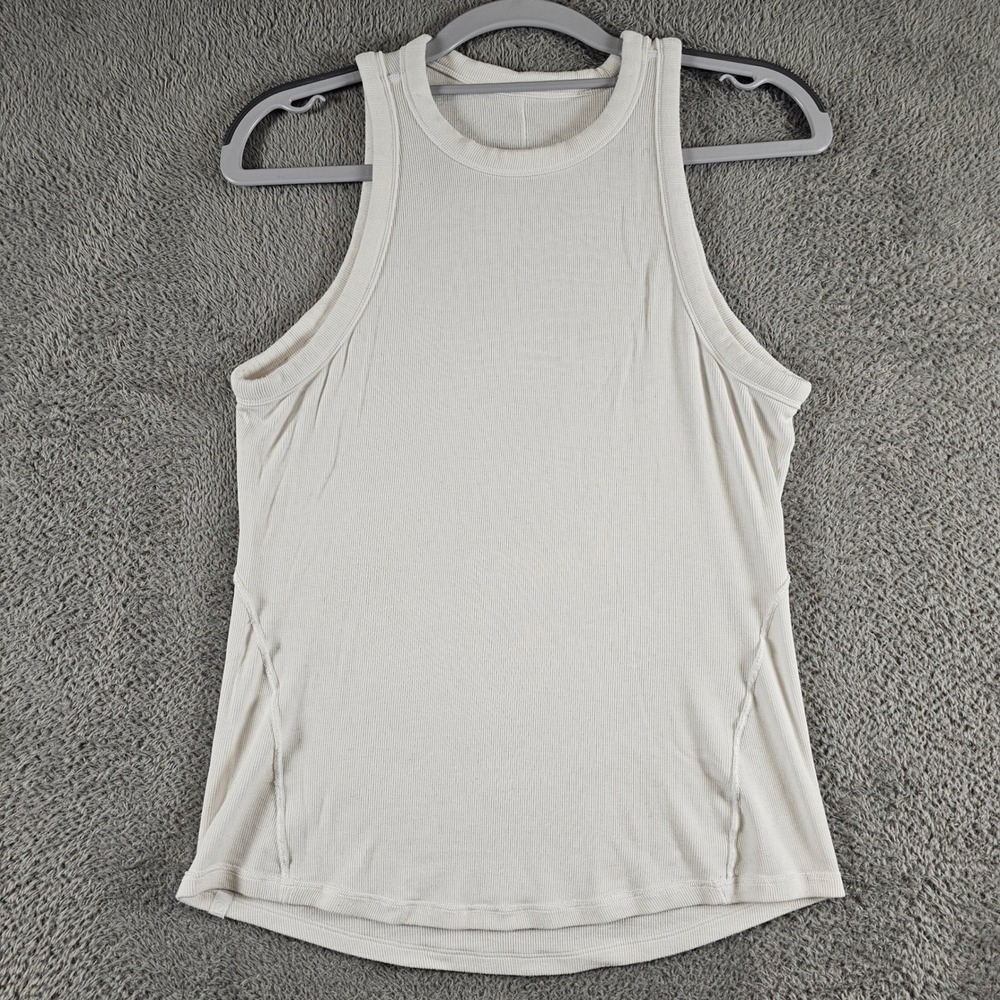 Lululemon Ebb to Street Tank Top Ribbed High Neck Racerback Cream White Size 6